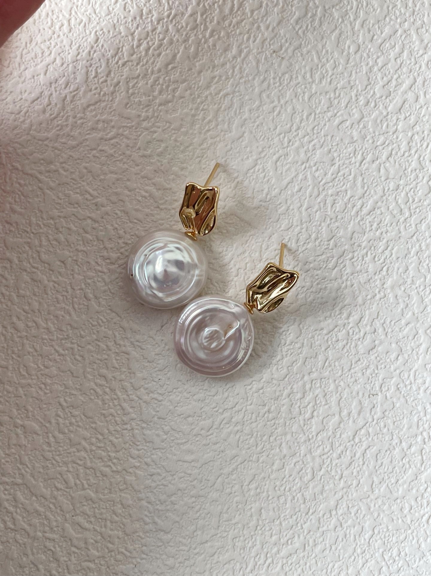 Round baroque pearl earrings