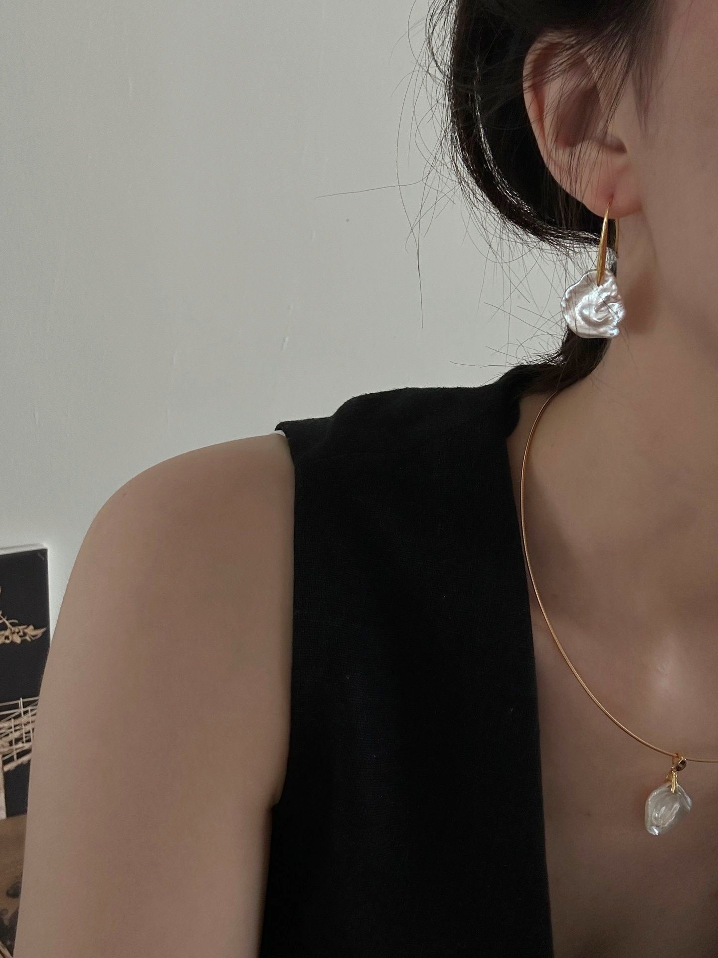 Girocollo d'oro con perla petala