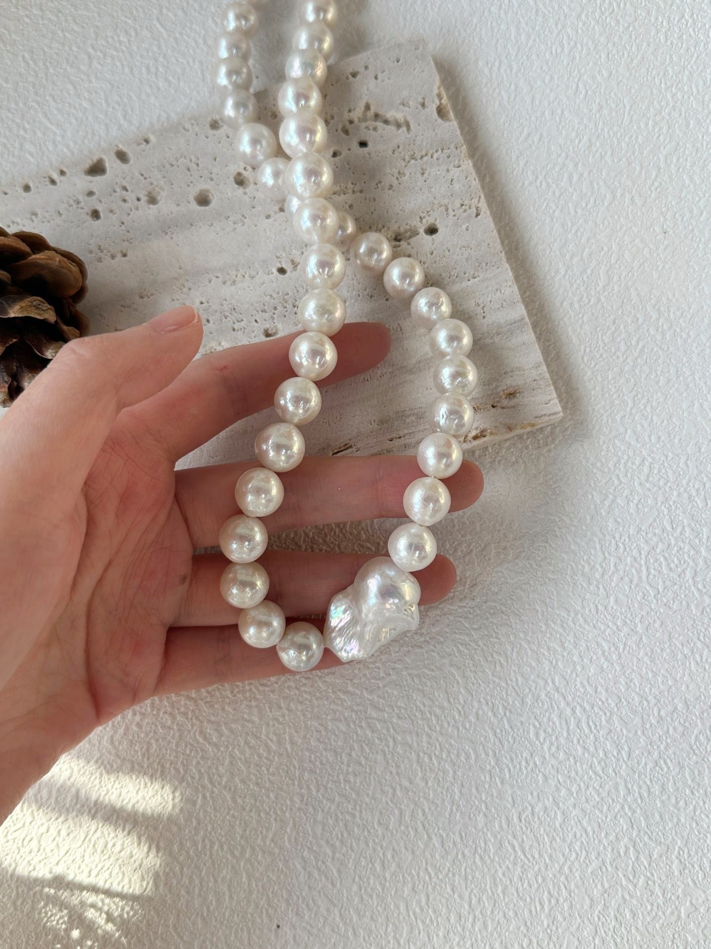 Collana con perla Edison e barocca