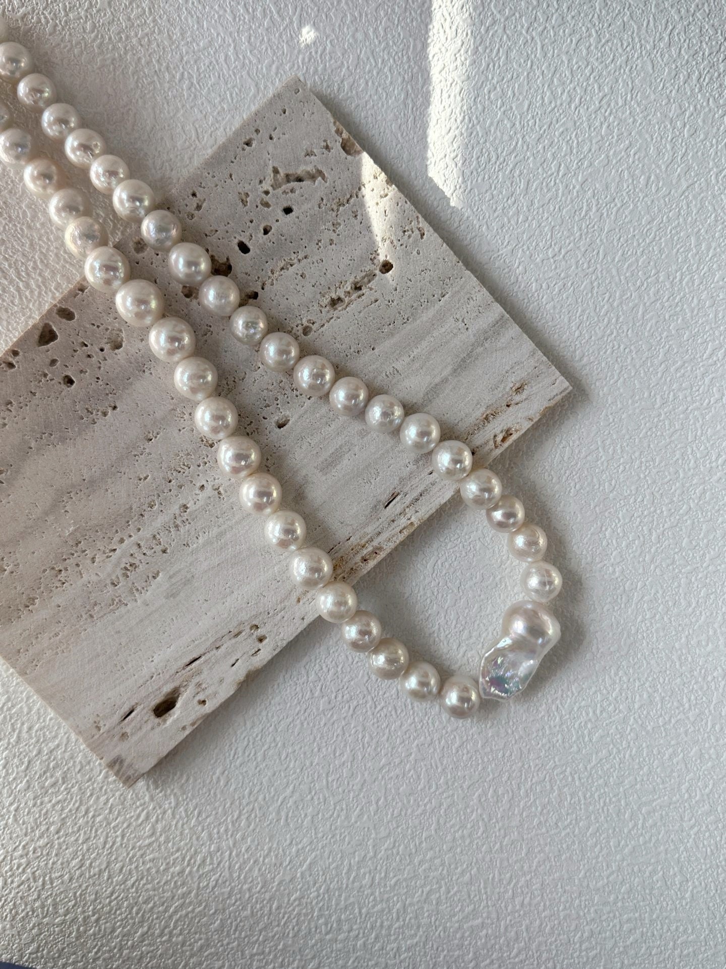 Collana con perla Edison e barocca