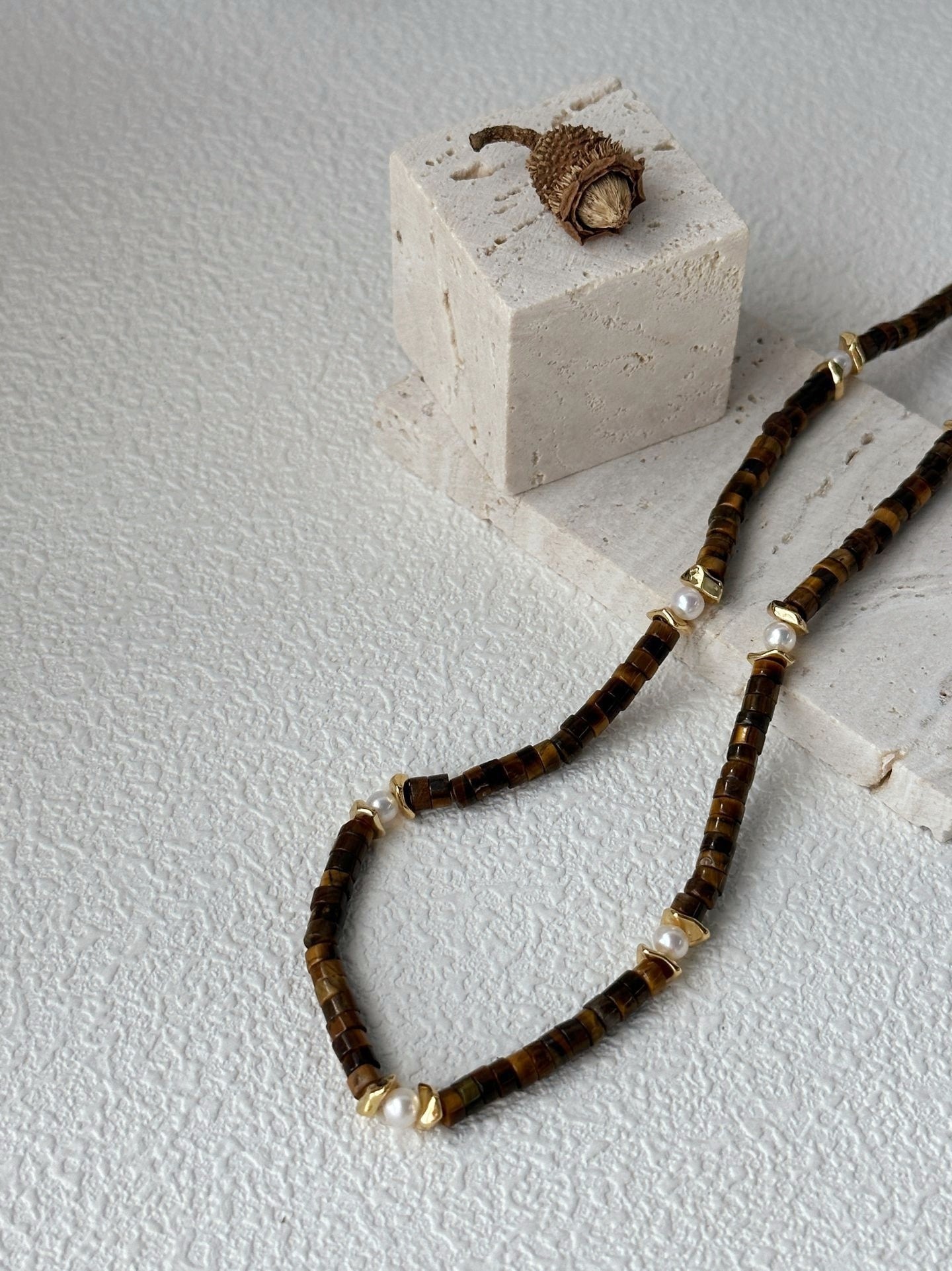 Collana di occhio di tigre caramello