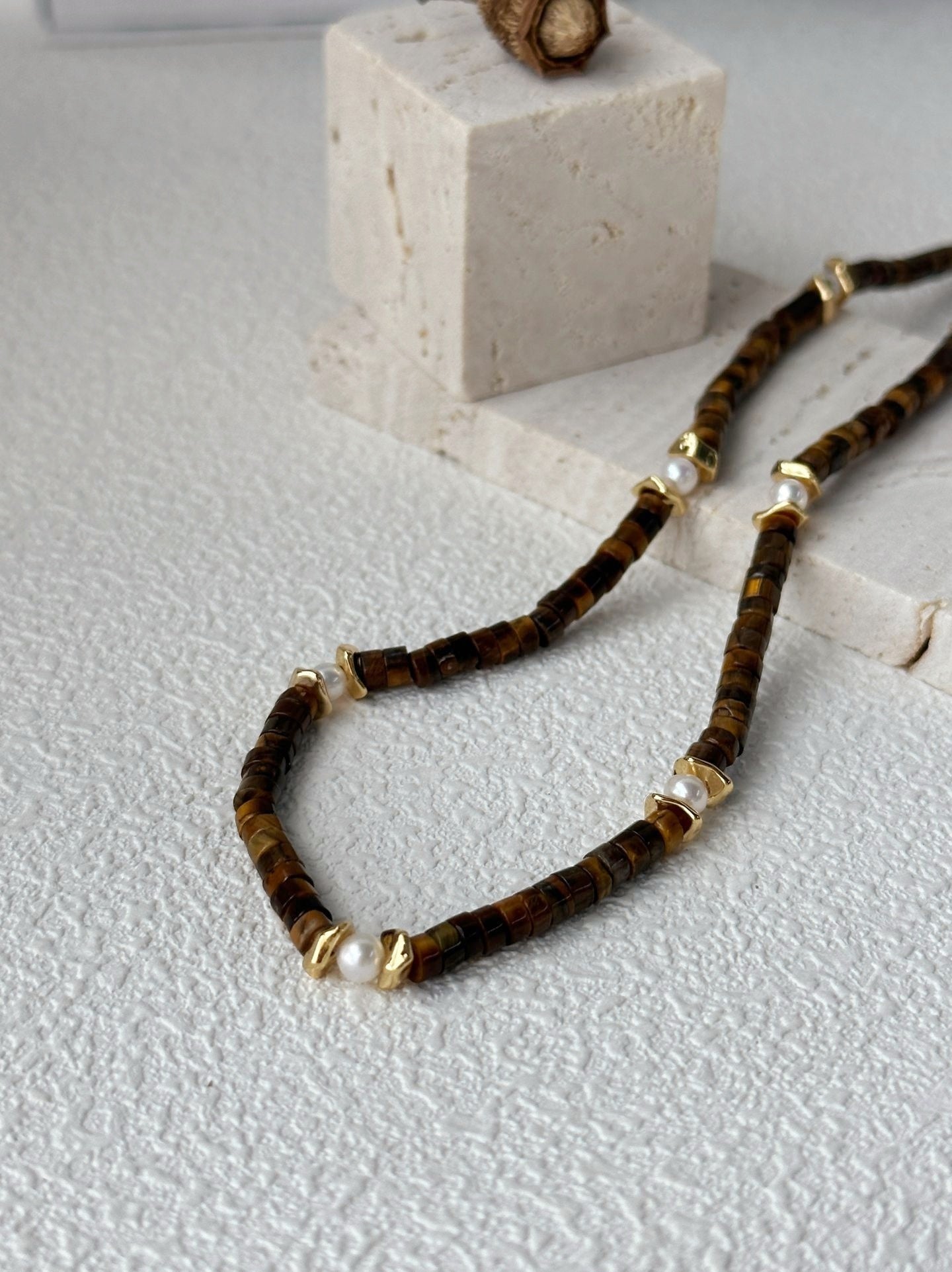 Collana di occhio di tigre caramello