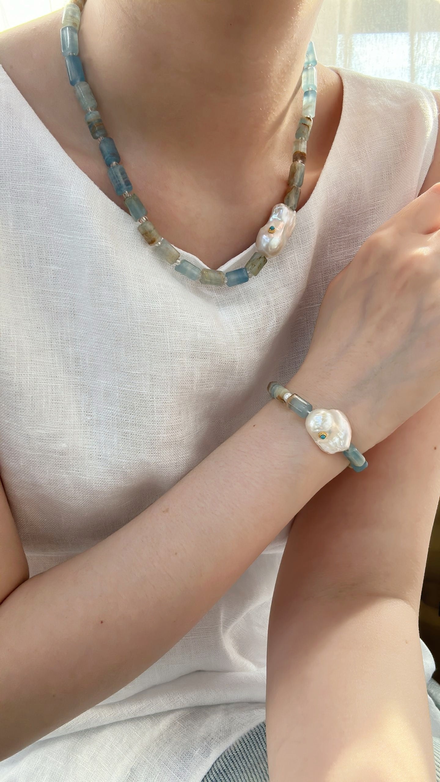 Collana barocca di turchese blu