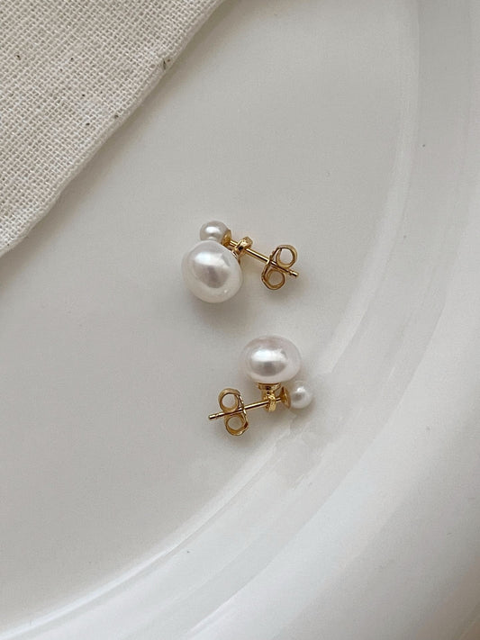 Orecchini in oro doppia perla Mabe