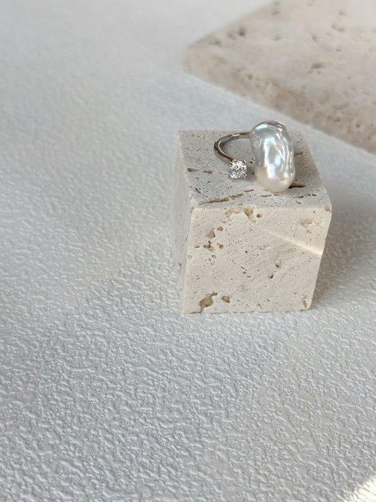 Anello barocco piccolo argento-blu