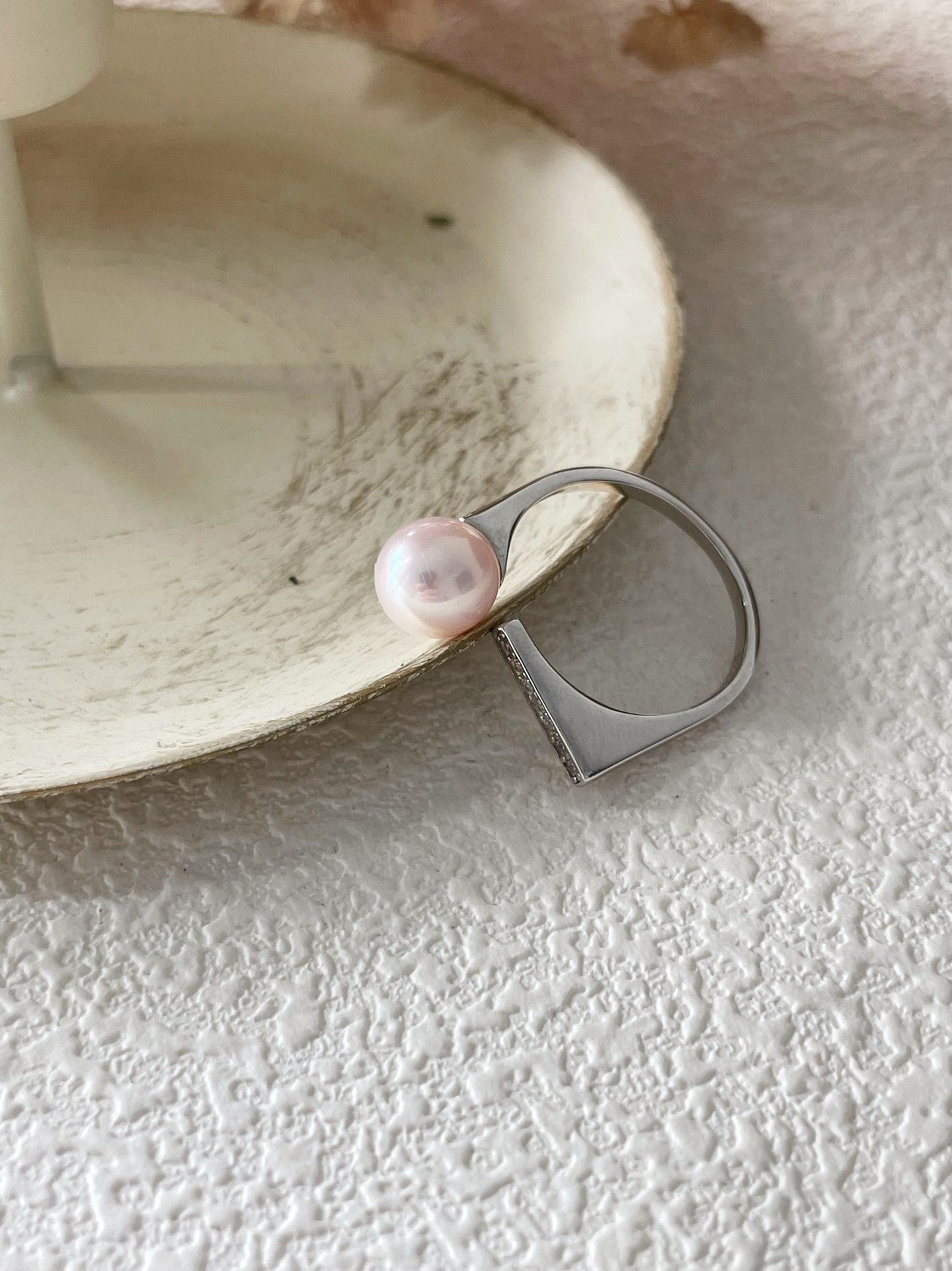 Anello forma quadrata con perla Edison