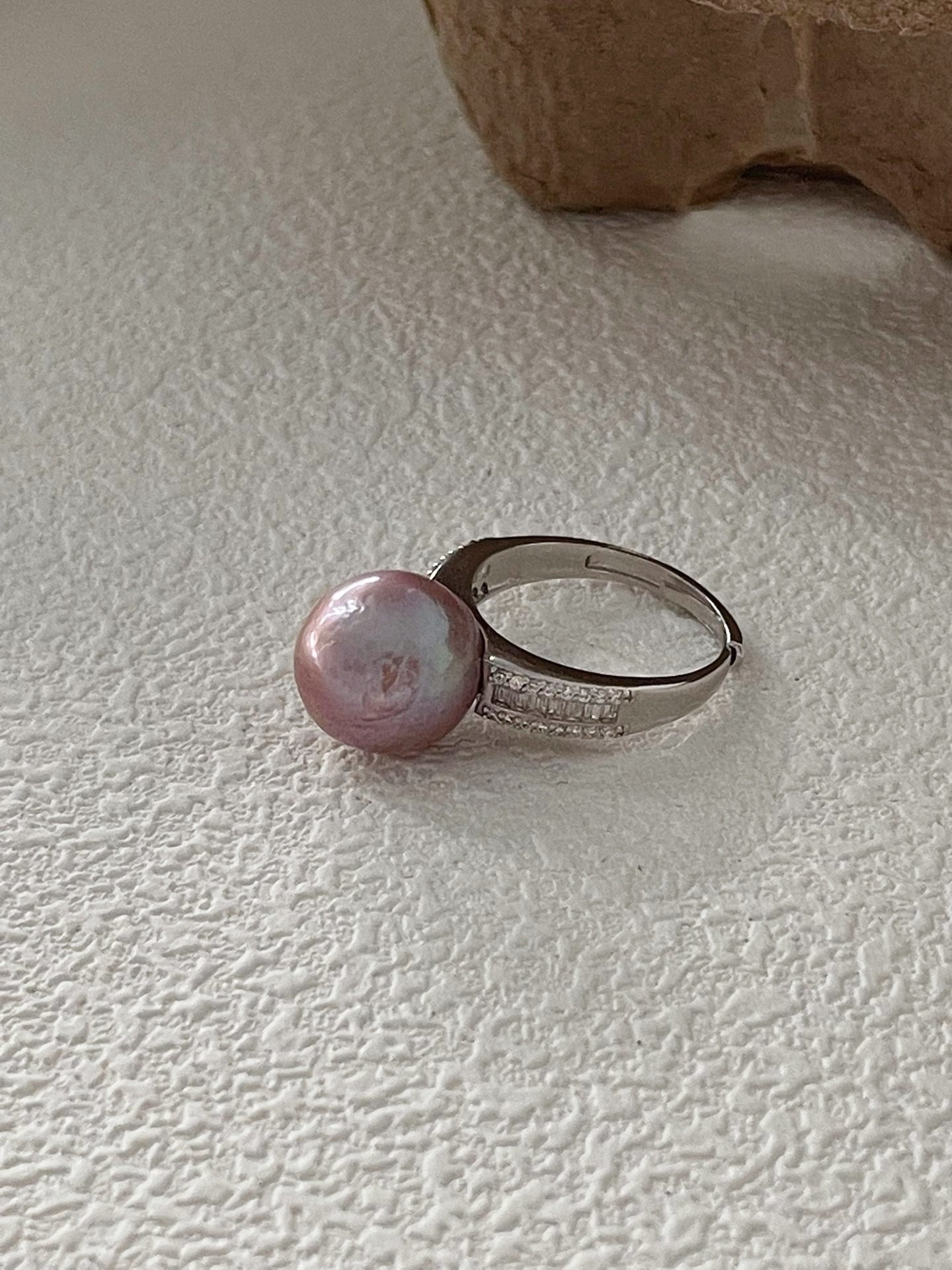 Anello in argento con perle Edison e diamanti