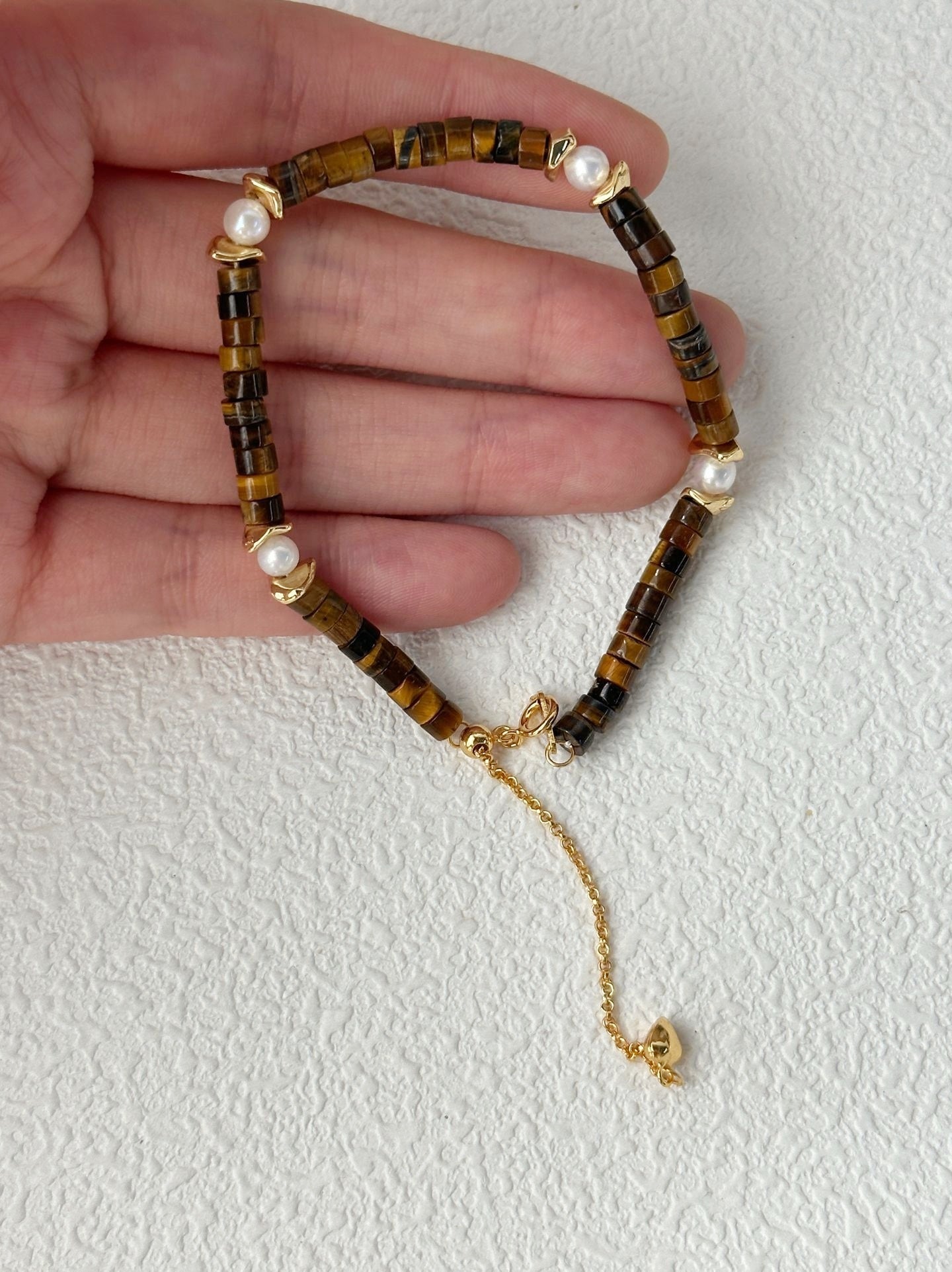 Bracciale con pietra occhio di tigre caramello