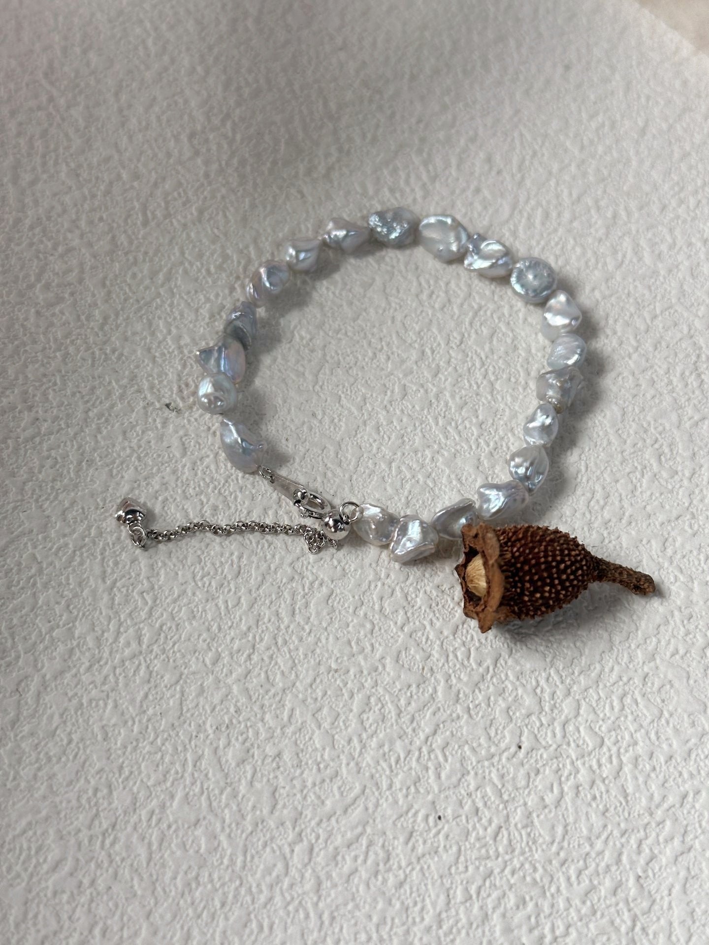 Bracciale con perle barocche argento-blue