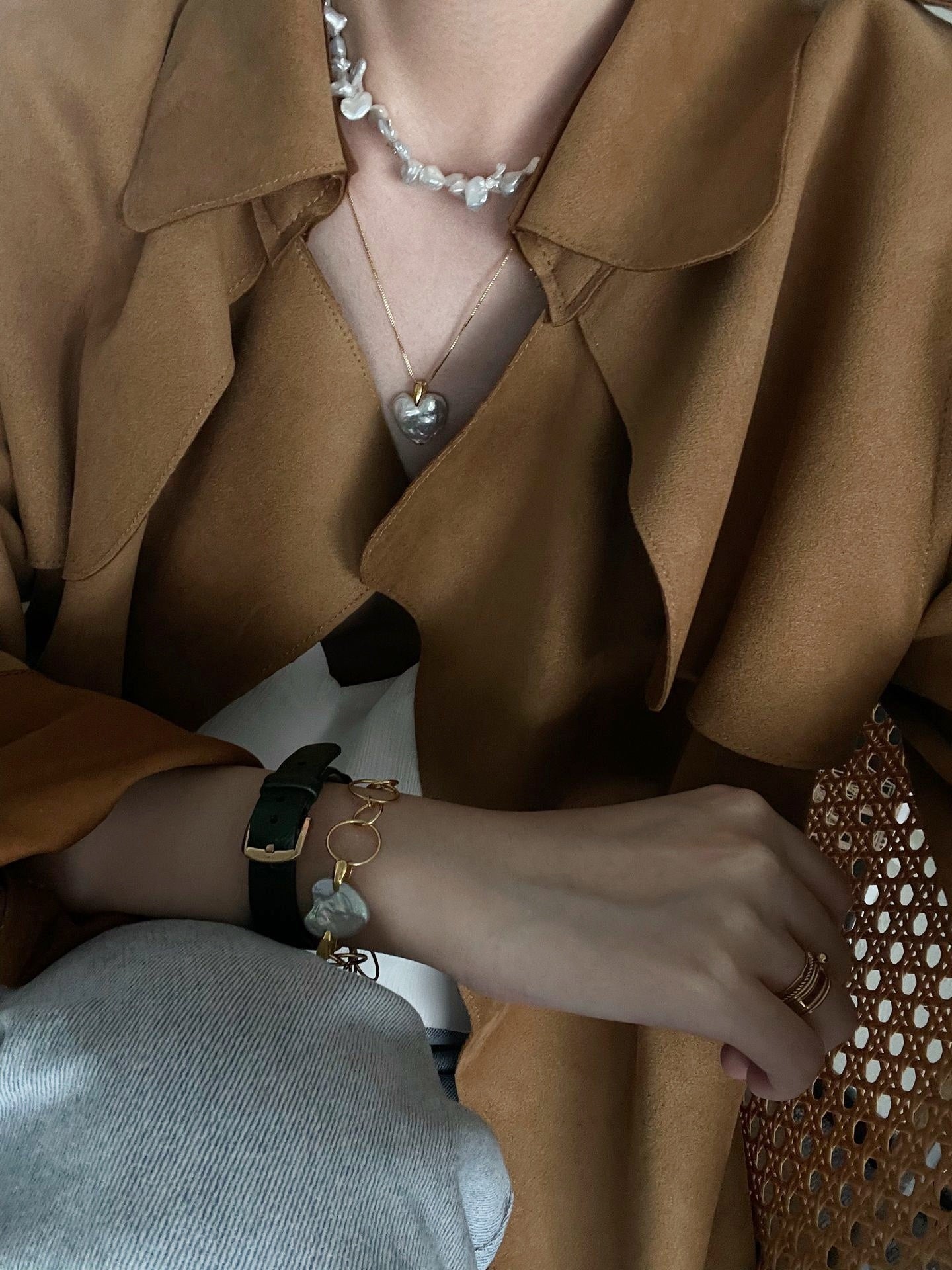 Bracciale con perle barocche di cuore