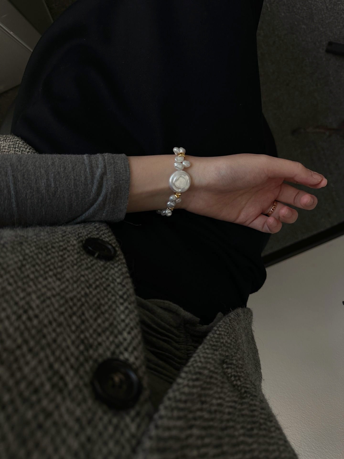 Bracciale con perle di mare Keshi e barocca