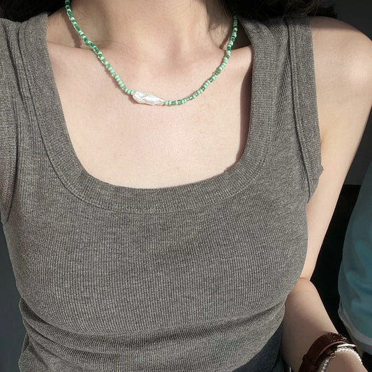 Collana di perle in onice verde