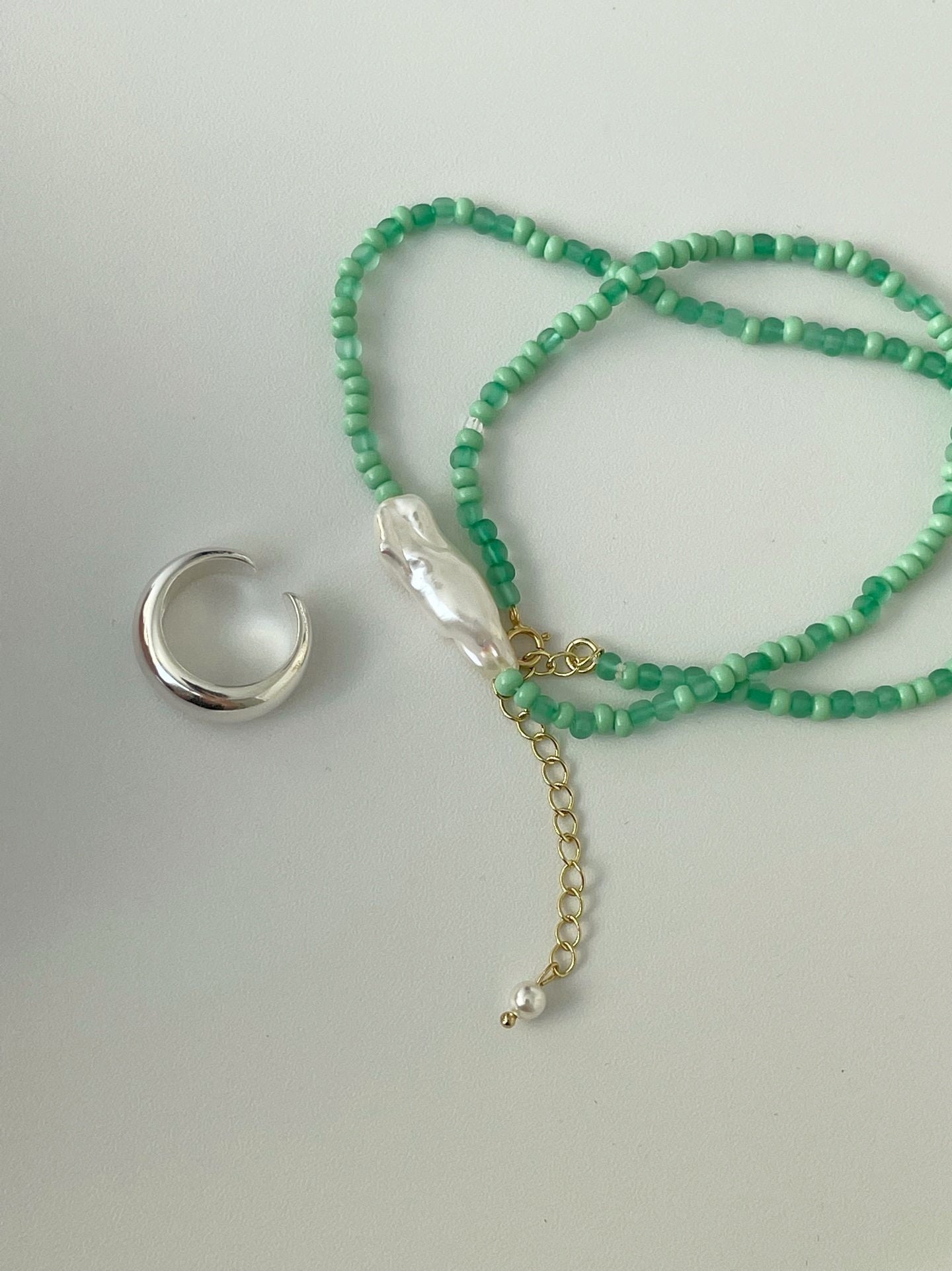 Collana di perle in onice verde