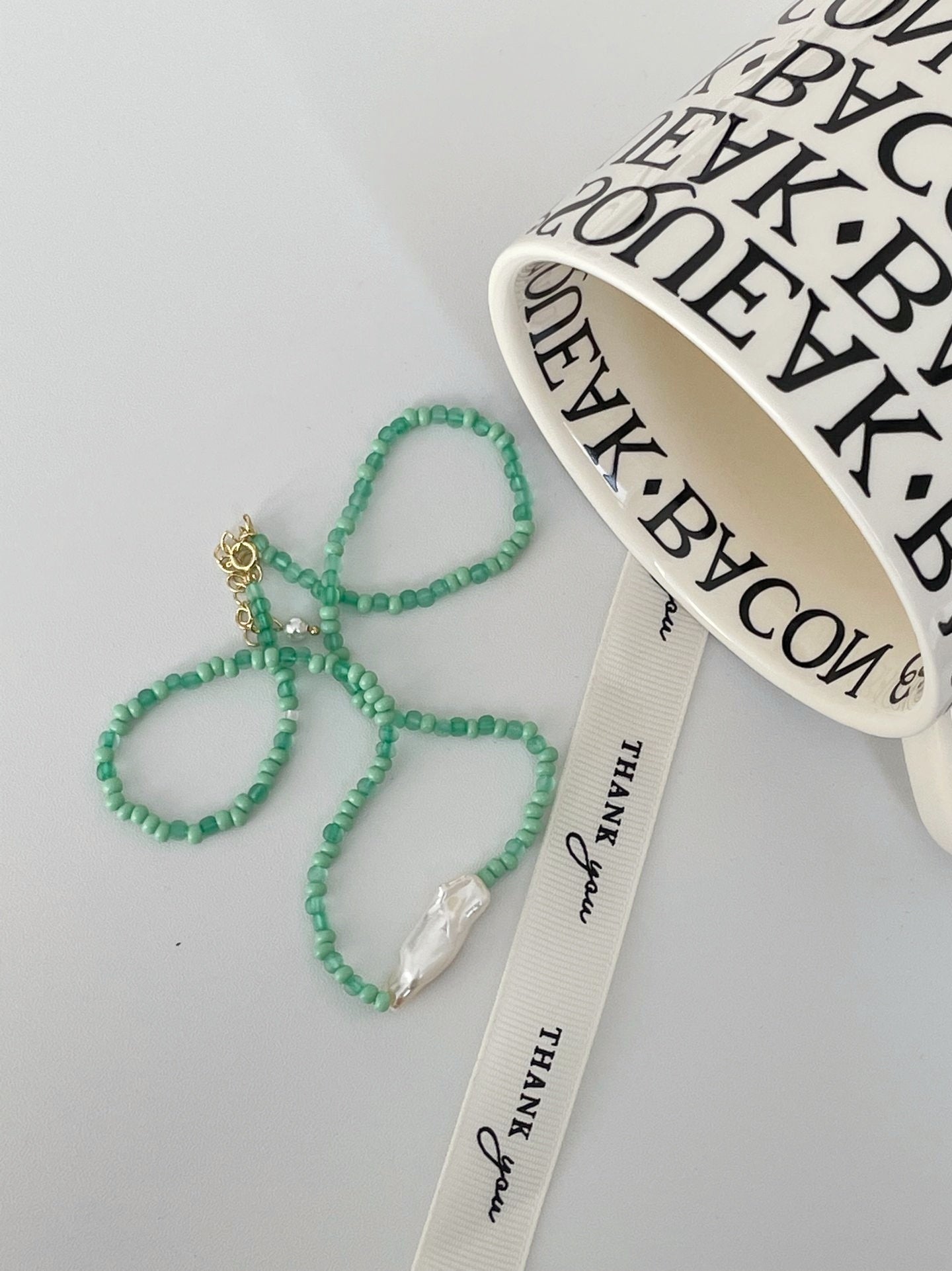 Collana di perle in onice verde