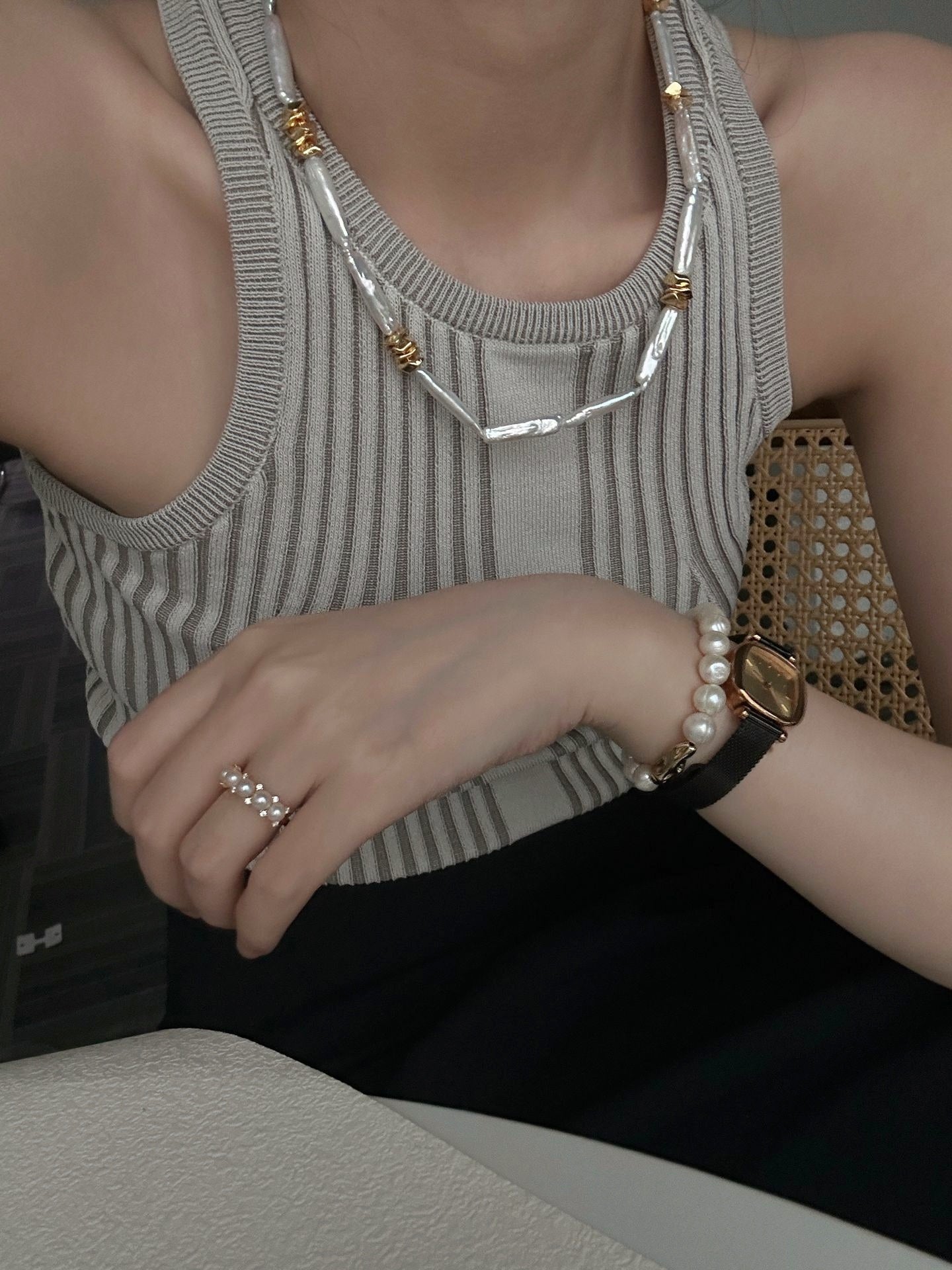 Collana con perle barocche e oro