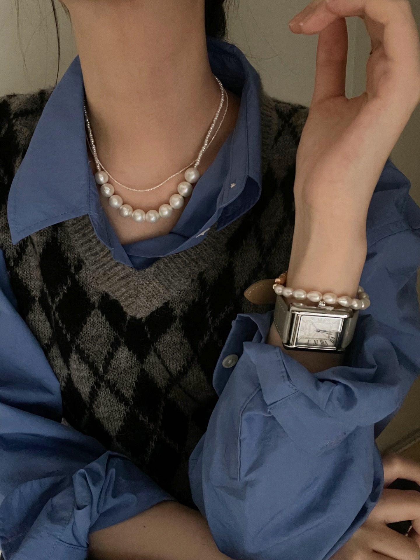 Collana di perle Edison e microperle