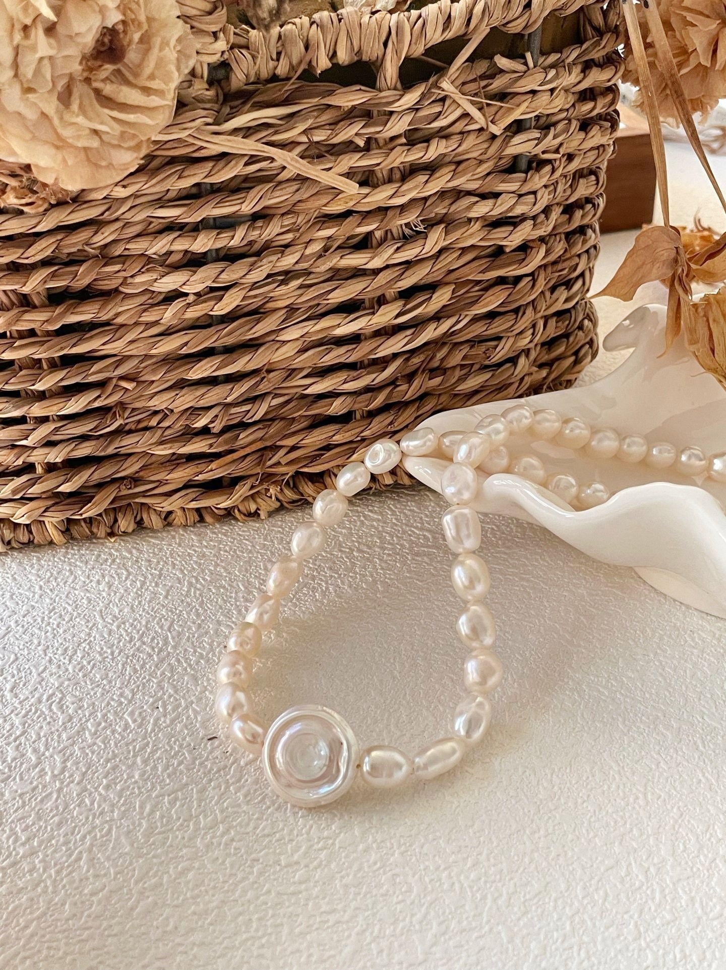 Collana con perle in stile romano vintage