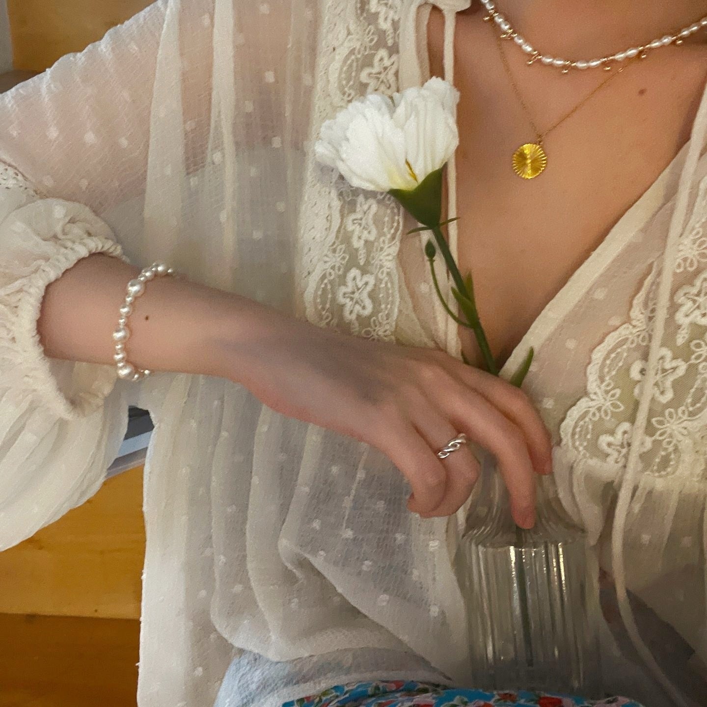 Collana di microperle e oro placcato