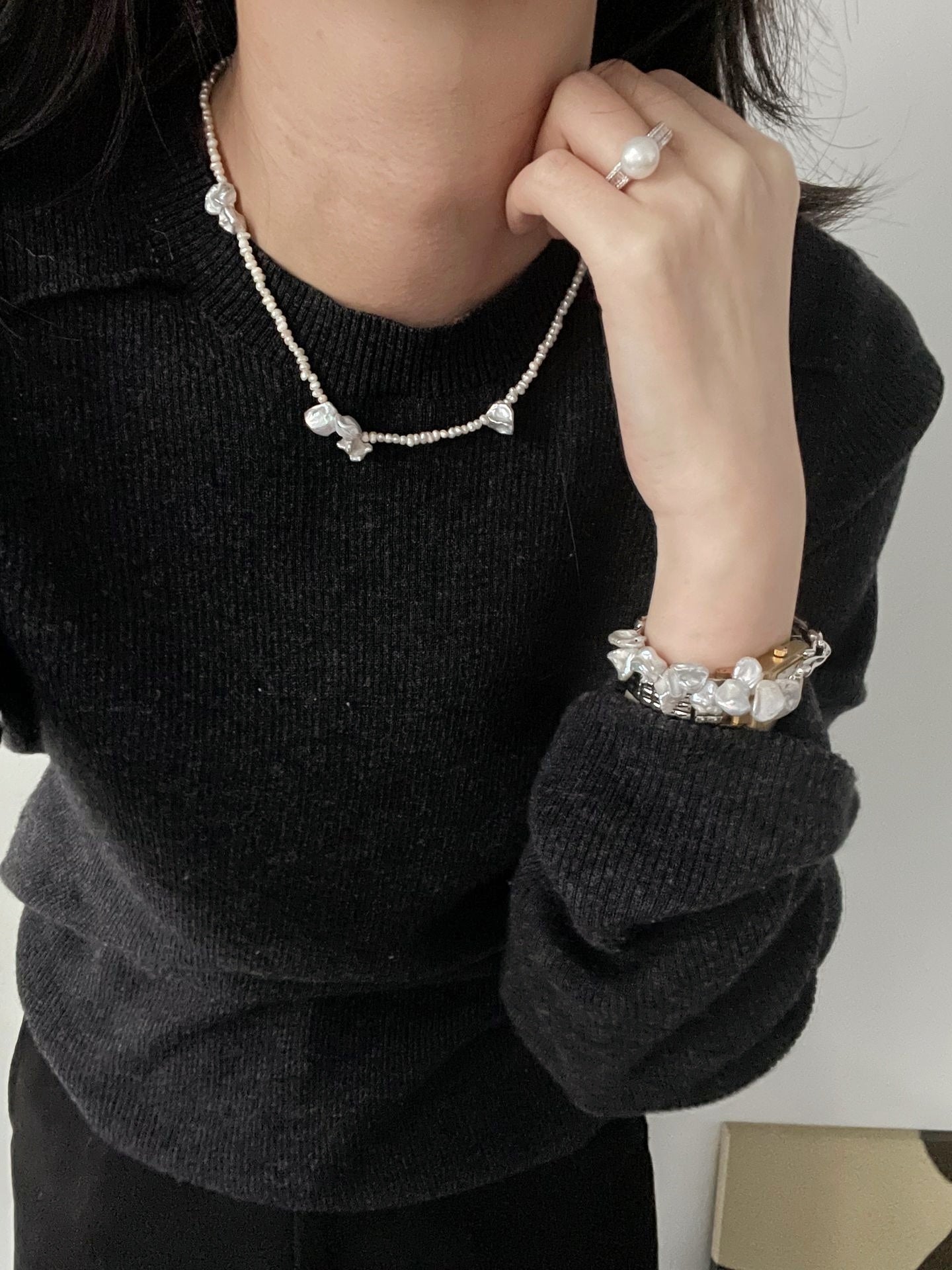 Collier con perle di mare Keshi