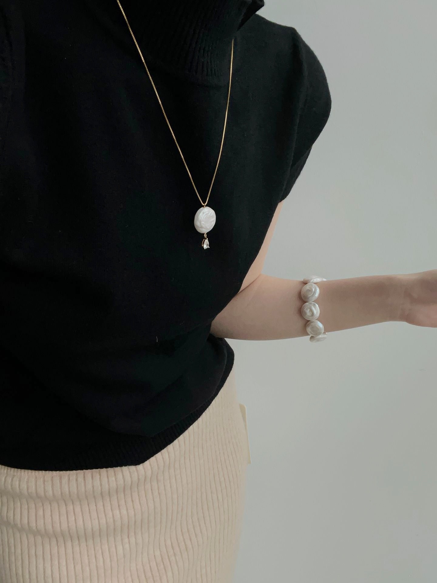 Collier con perla e zircone