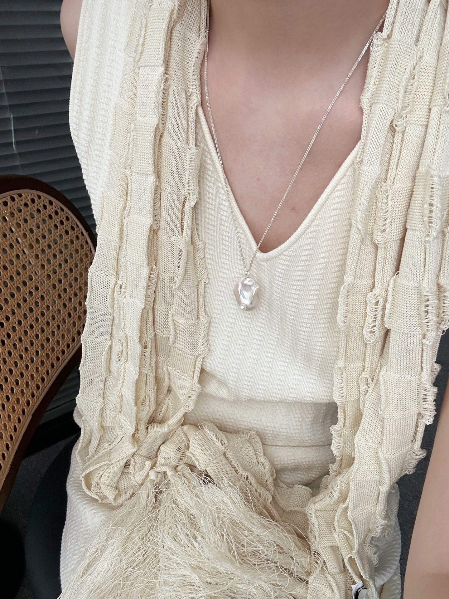 Collana d'argento con barocco Botero abbagliante