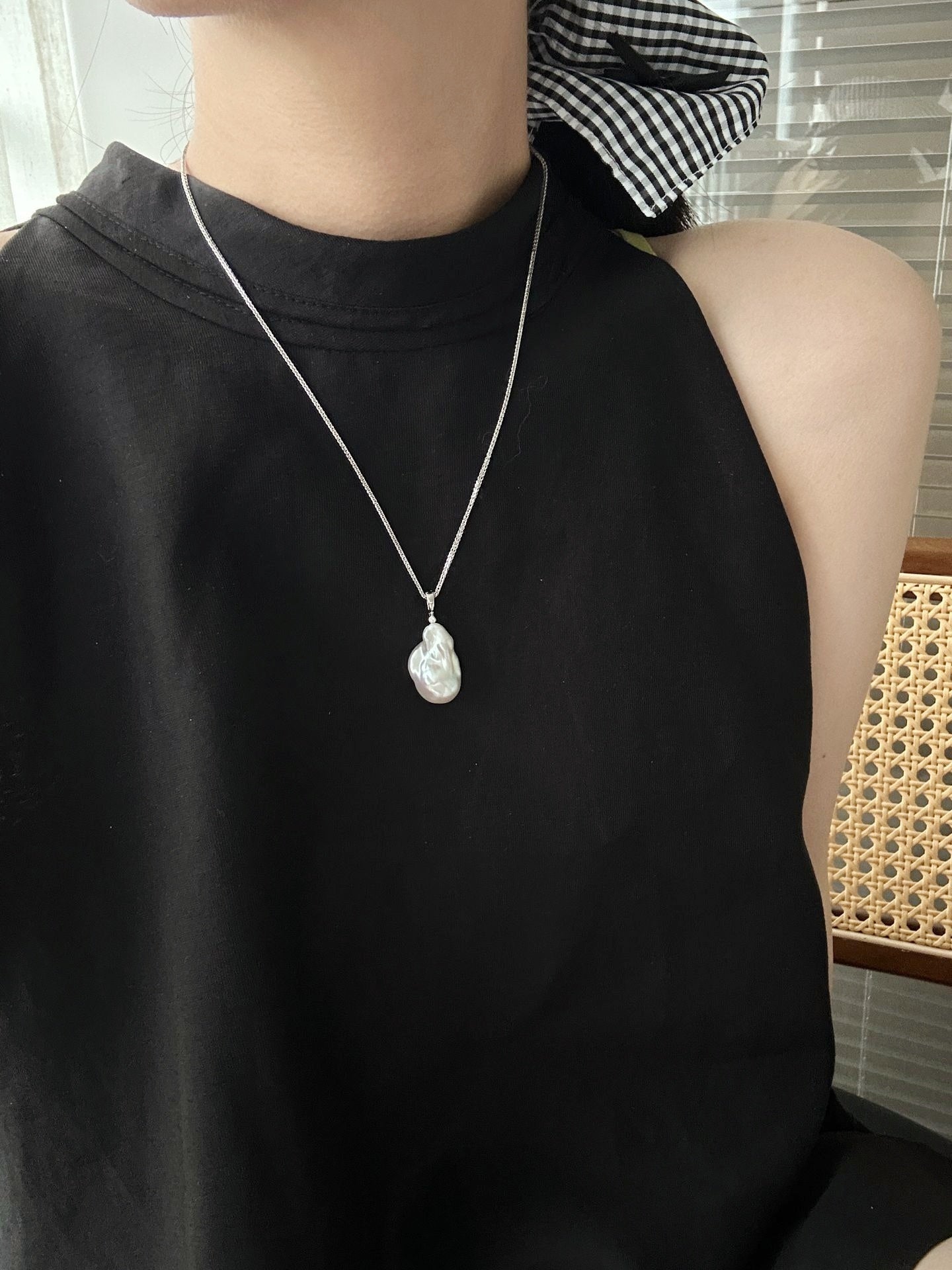 Collana barocca grande in argento semplice