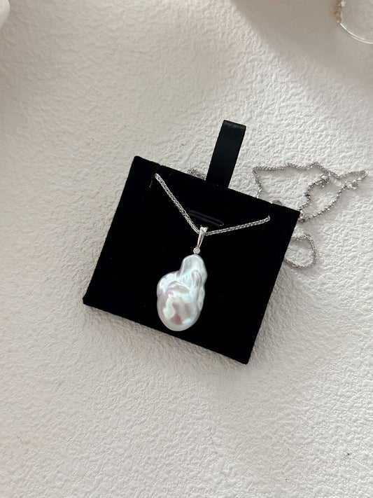Collana barocca grande in argento semplice