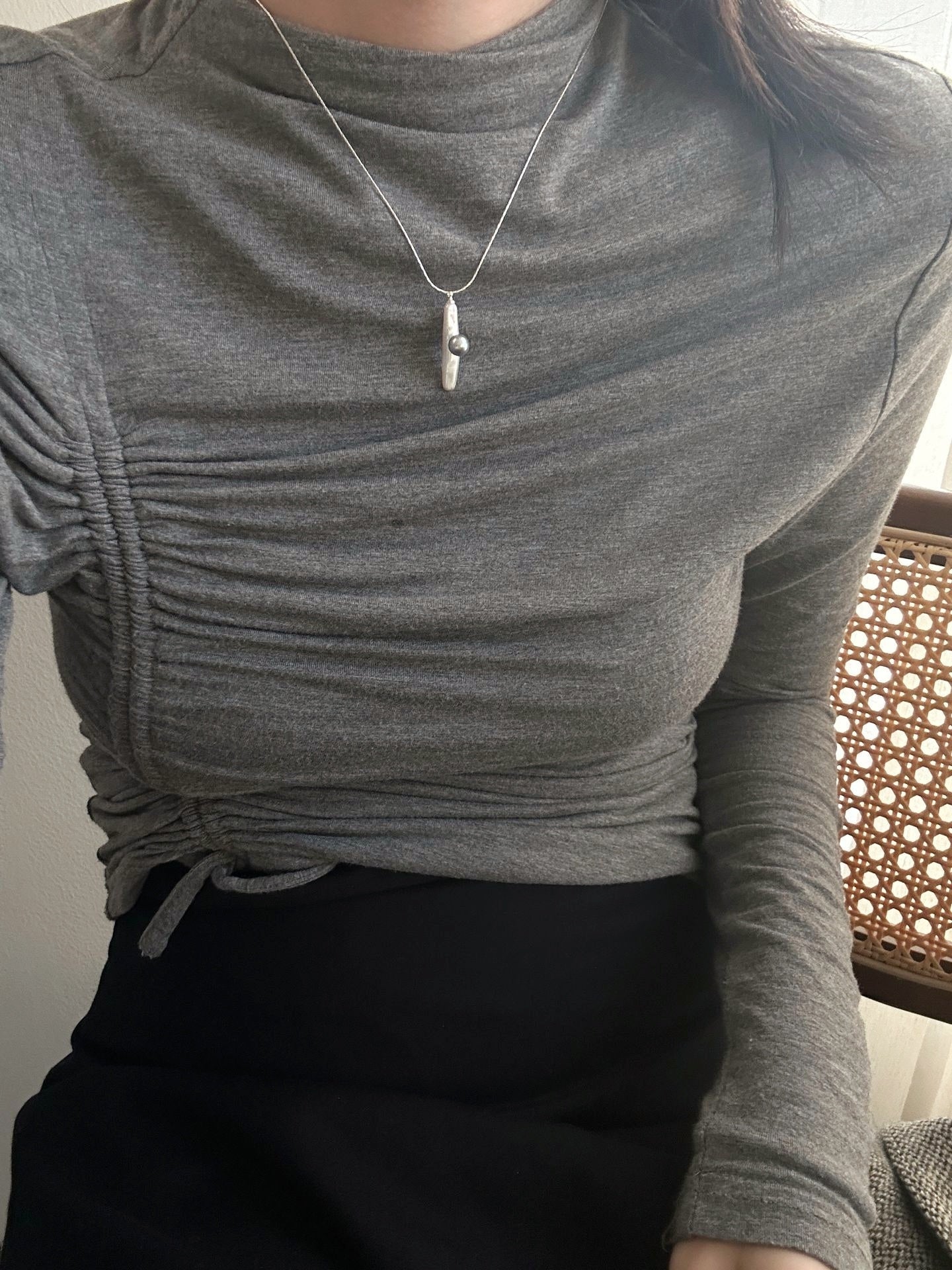 Collana con barocca di barre e perla Akoya
