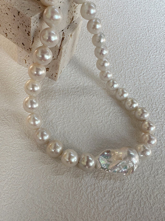 Collana con perla Edison e barocca