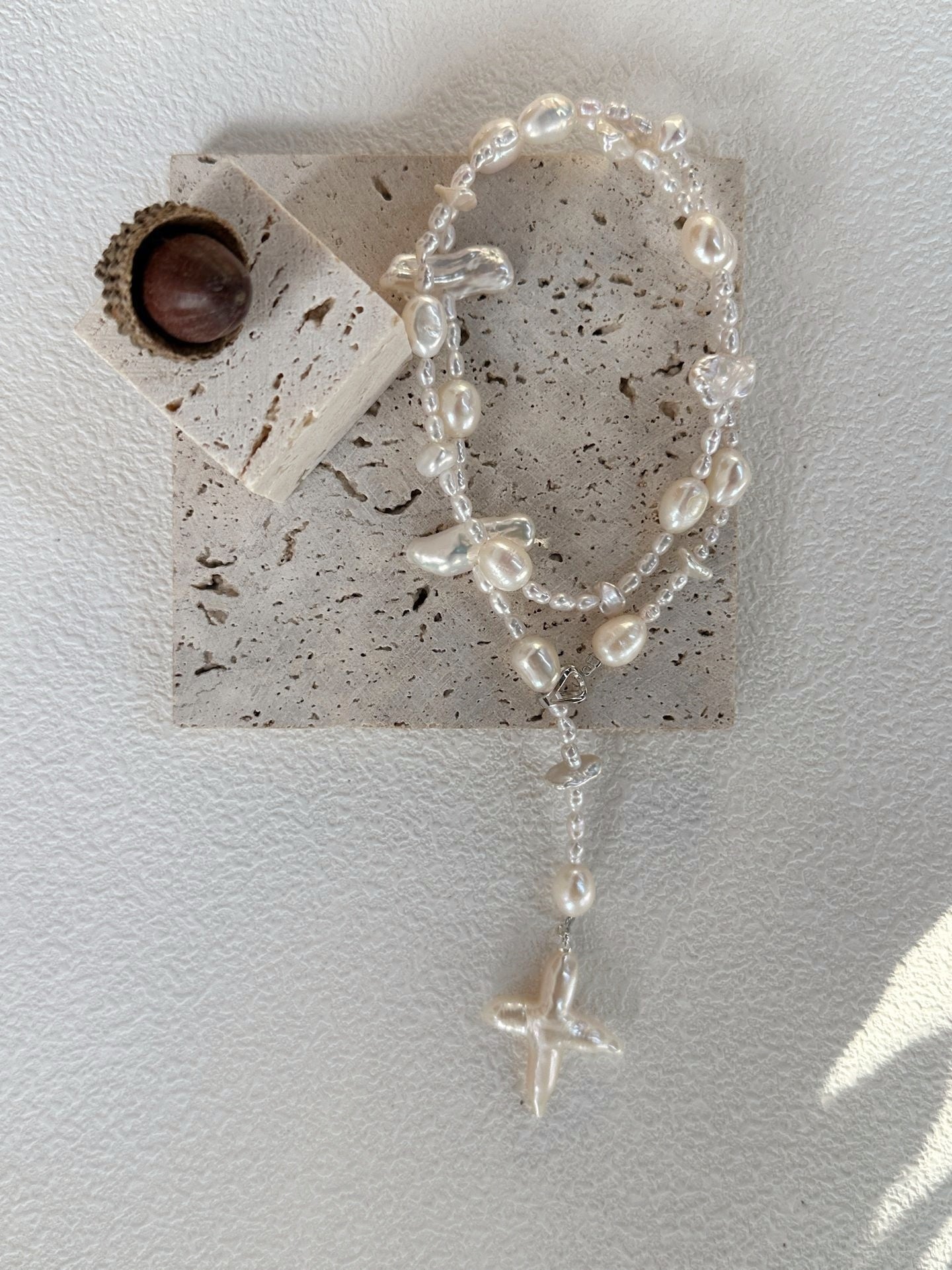 Collier barocche con perle croce