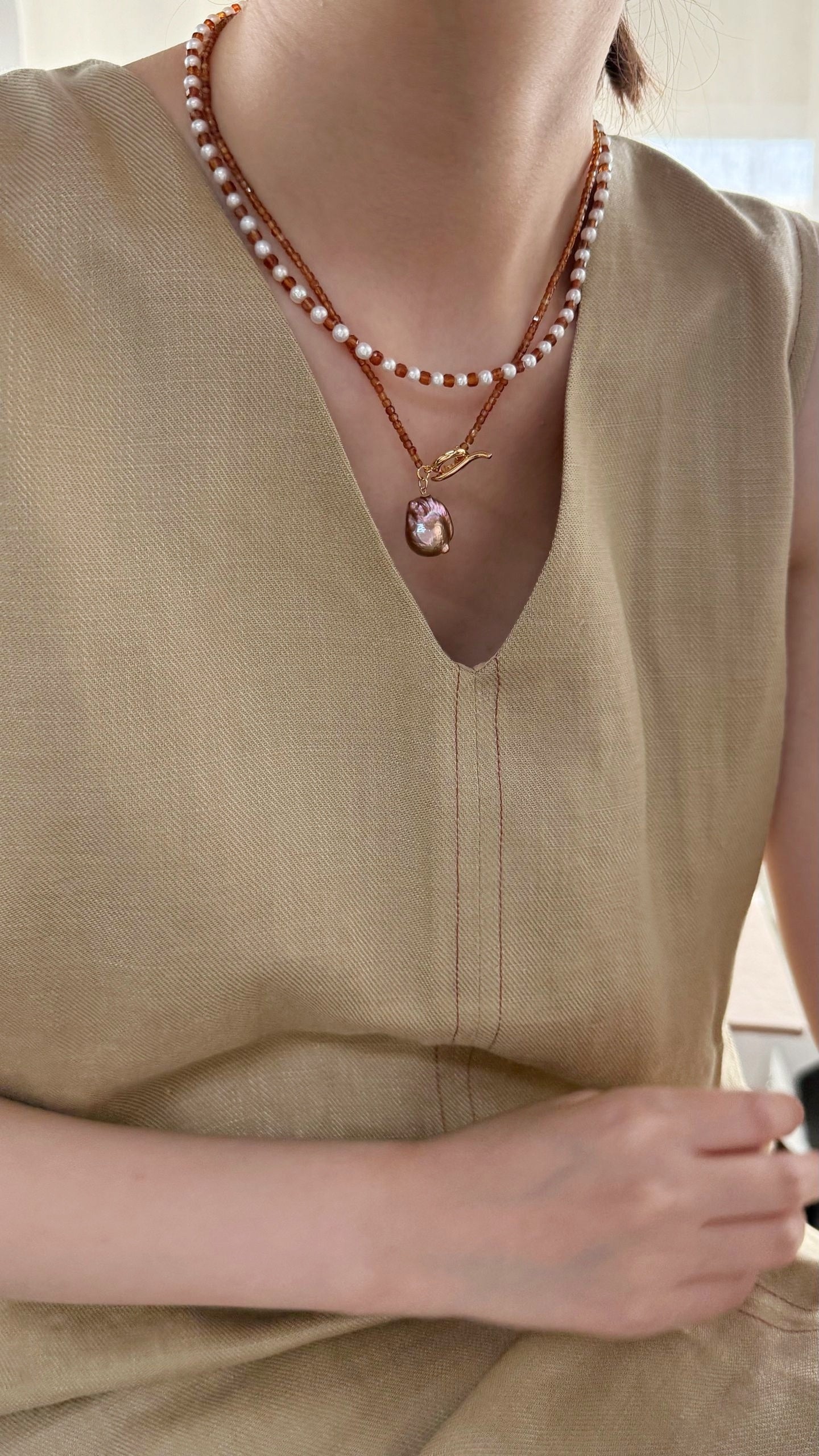 Collana piccolo barocco iridescente