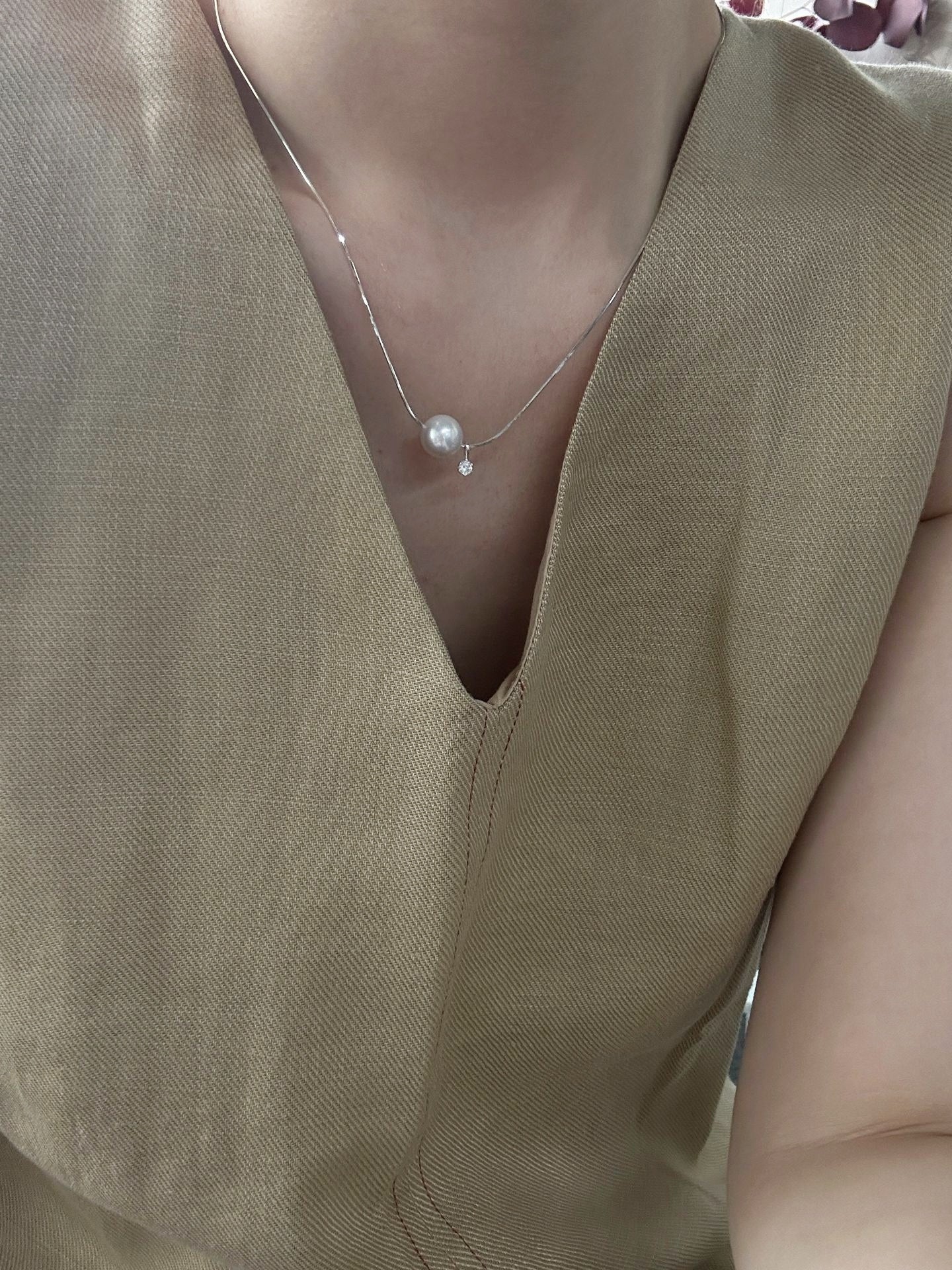Collana in argento con perle Akoya d'acqua di mare