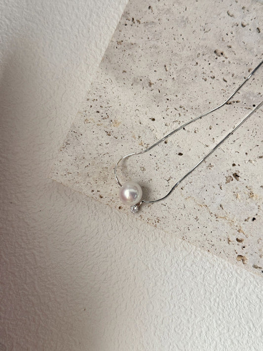 Collana in argento con perle Akoya d'acqua di mare