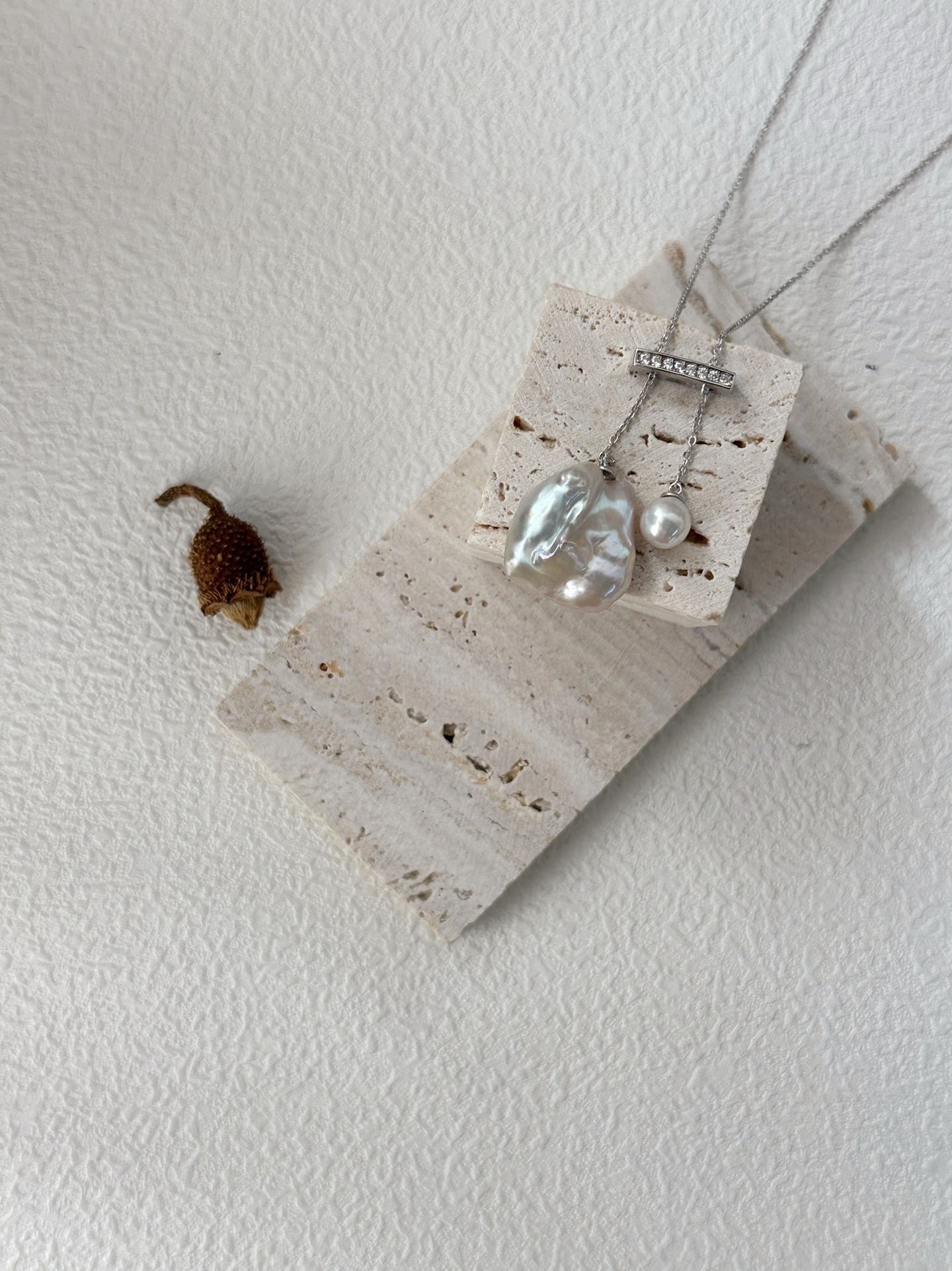 Collana d'argento Duette di perle