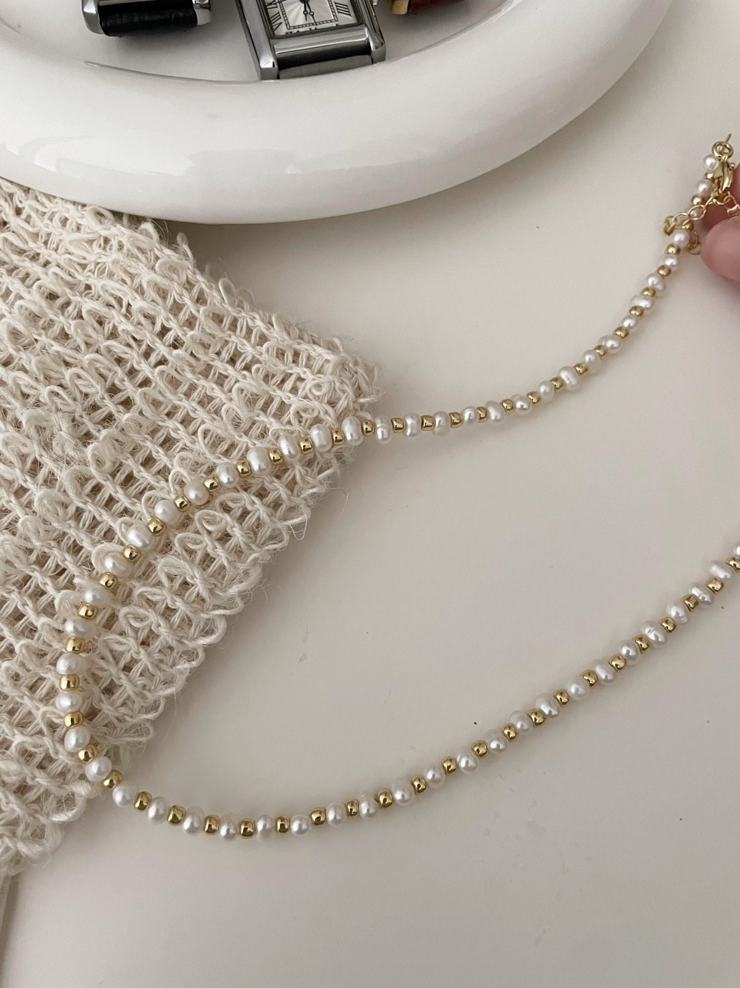 Collana di perle Mabe con oro 14k dorato