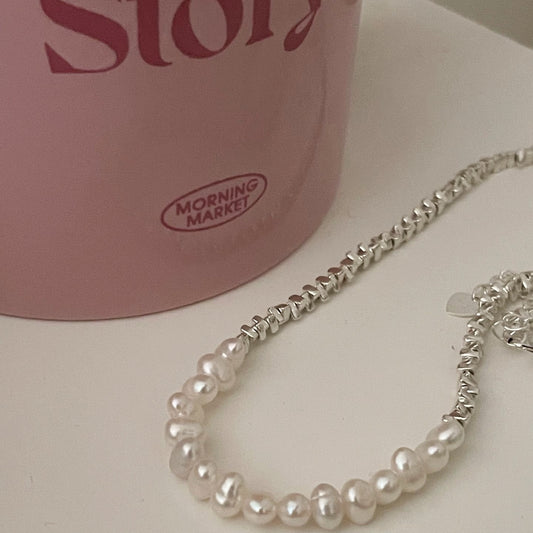 Collana d'argento con perle barocche