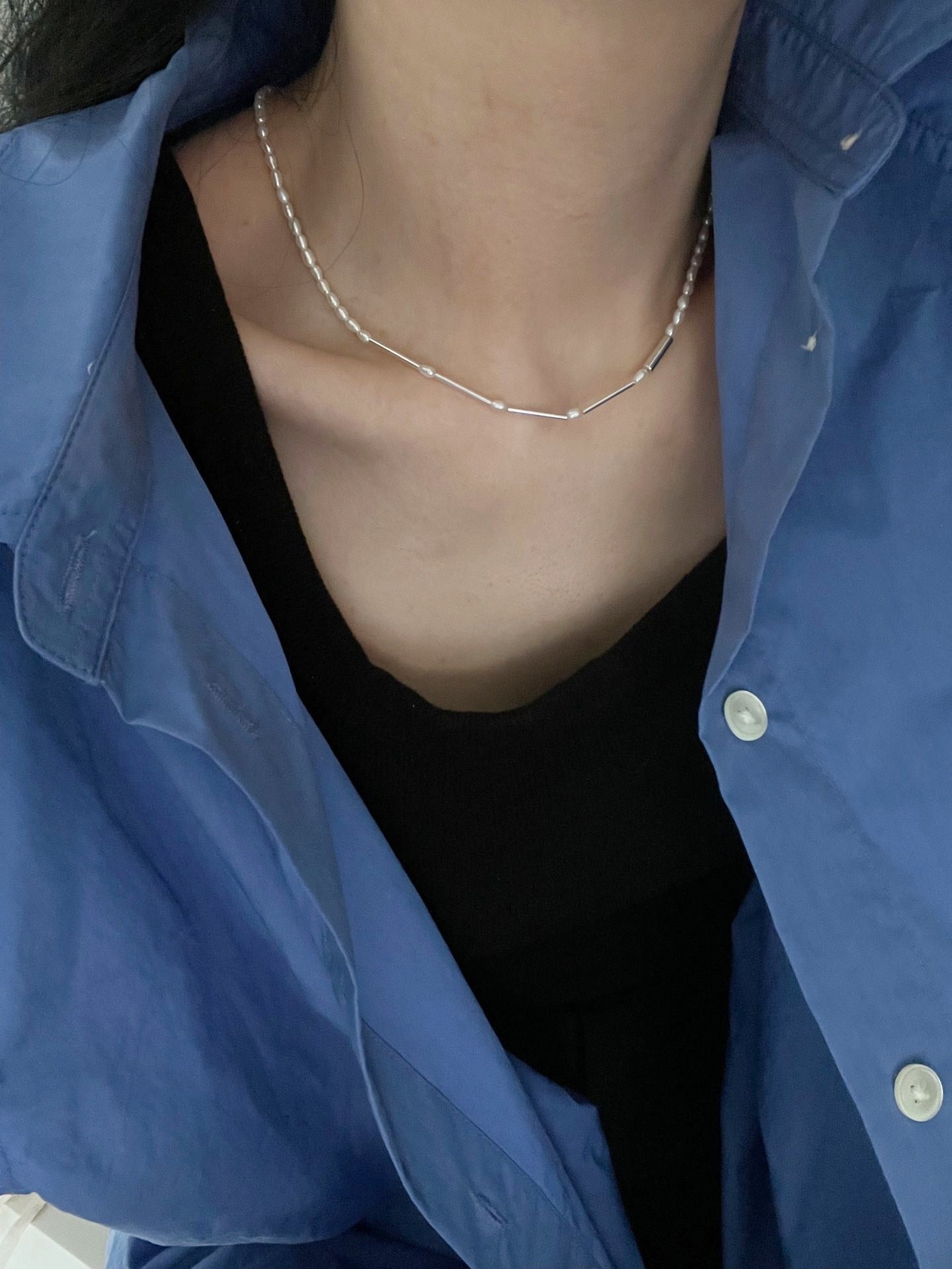Collana di microperle e argento